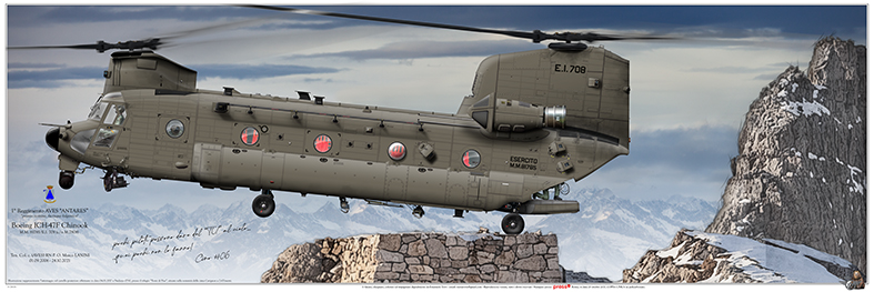 Squadron print CH-47F Chinook in alta montagna – volo operativo sul Rifugio Pisa