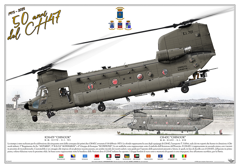 Squadron print 50 anni CH-47 Chinook Esercito Italiano – 1973-2023, CH-47C e CH-47F