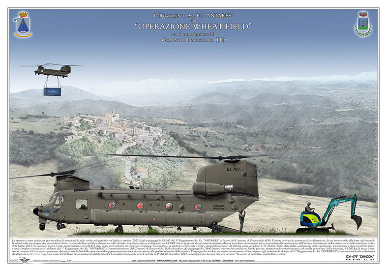 Squadron print CH-47F Operazione Wheat Field – supporto civile 1° AVES Antares, Pescosolido