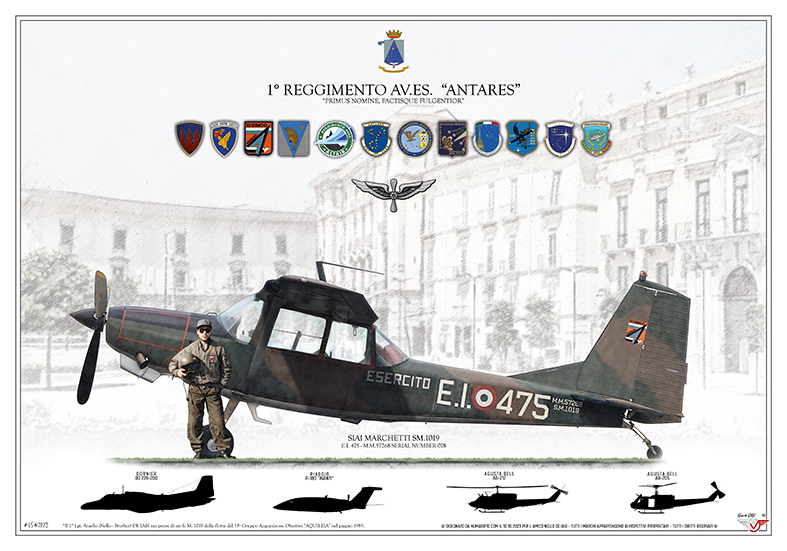 Squadron print SM.1019 – 1° Reggimento AVES Antares, velivolo storico origini AVES
