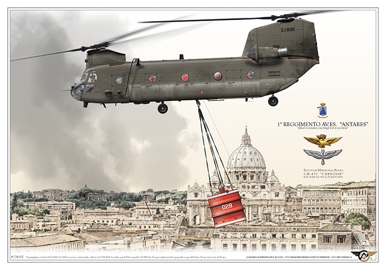 Squadron print CH-47C Chinook su Roma – trasporto carico esterno con San Pietro sullo sfondo