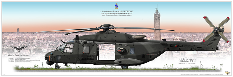 Squadron print NH-90 TTH a Bologna – elicottero AVES in configurazione operativa