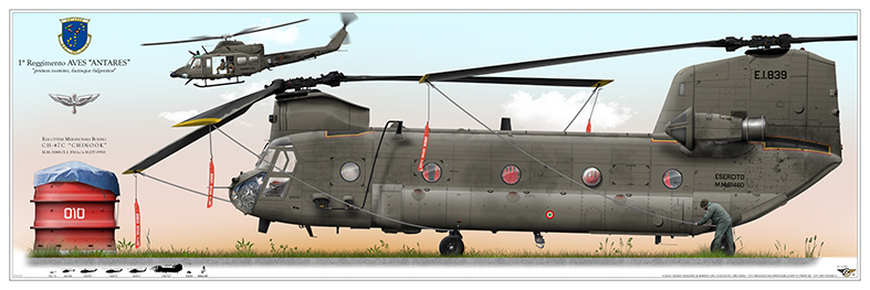 Squadron print CH-47C Chinook – operazioni a terra con carichi esterni, 1° AVES Antares